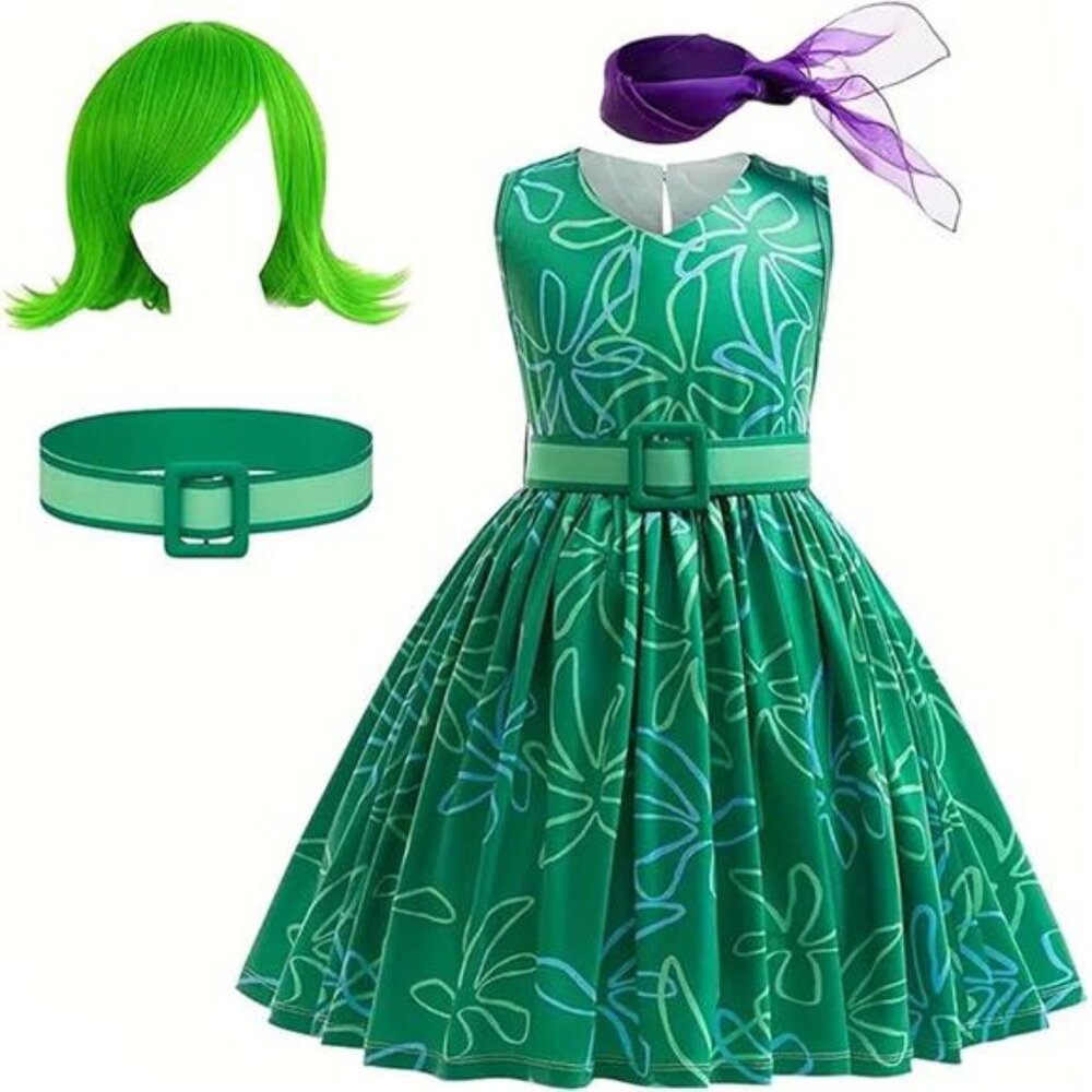Green Disgust Costume Joy Cosplay Dress Party Cosplay Dress up - Picture 7 of 7